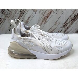 Nike Air Max 270 White Metallic Silver Shoe 943345-103 Youth 6.5Y / Women's 8.5